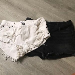 Lot 2 black white jean shorts One and J Brand 27